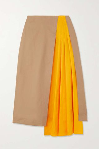 Mother of Pearl + Jude Asymmetric Stretch Tencel™ Lyocell and Organic Cotton-Blend Midi Skirt