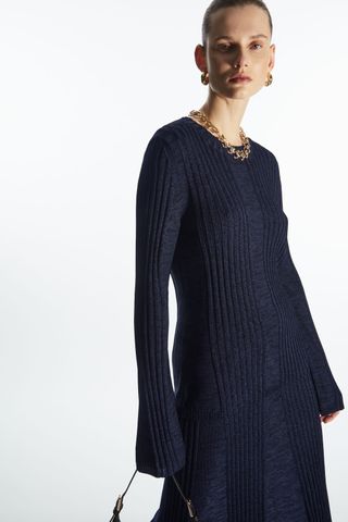 COS + Flared-Sleeve Ribbed-Panel Top