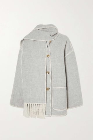 Toteme + Draped Fringed Wool-Blend Jacket