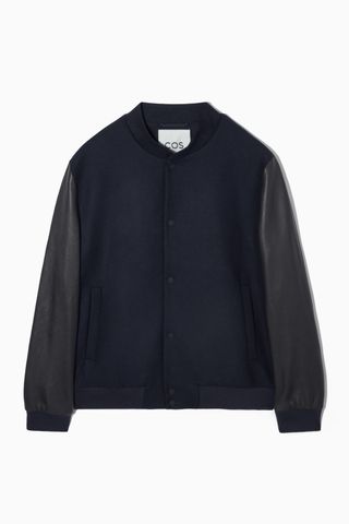 COS + Leather Sleeve Wool Bomber Jacket