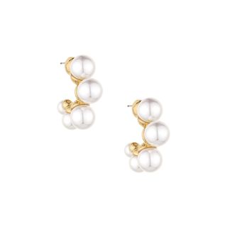 Ettika + Five-Point Imitation Pearl Huggie Hoop Earrings
