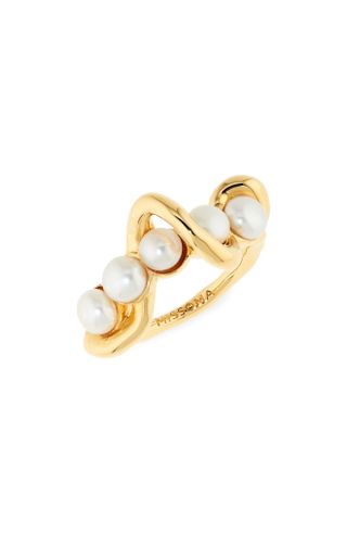Missoma + Molten Baroque Freshwater Pearl Twisted Stacking Ring