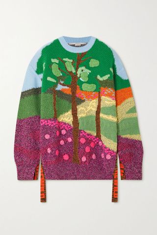 Stella Mccartney + Tree of Life Intarsia Wool and Cotton-Blend Sweater