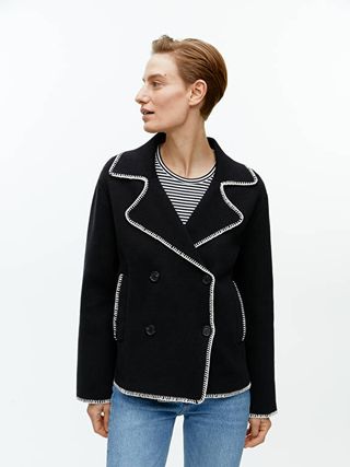 Arket + Knitted Contrast Stitching Jacket