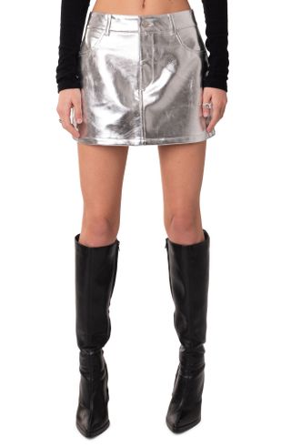 Edikted + Metallic Faux Leather Miniskirt