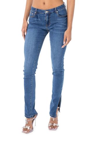 Edikted + Low Rise Split Hem Skinny Jeans