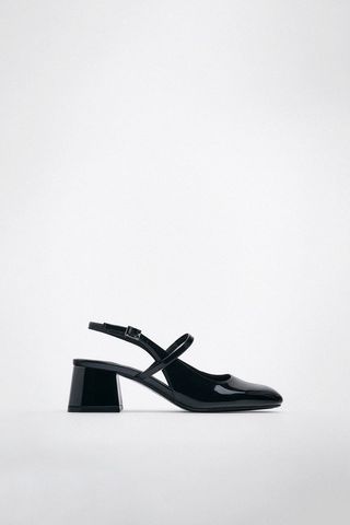 Zara + Patent Effect Block Heel Shoes