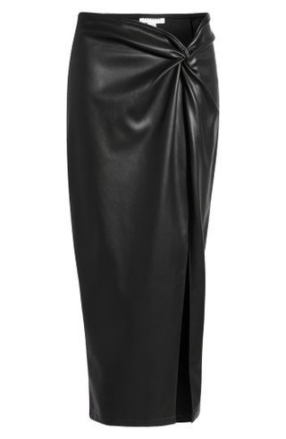 Topshop + Twist Front Faux Leather Midi Skirt