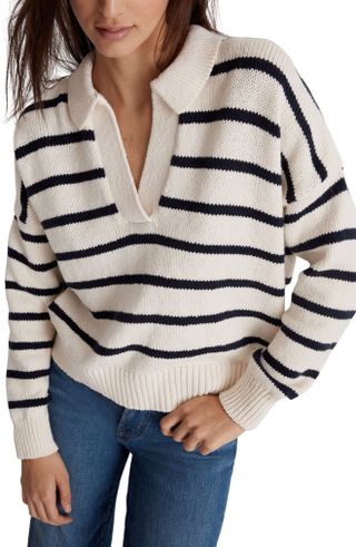 Madewell + Dedham Stripe Polo Sweater