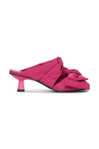 Ganni + Pink Soft Kitten Heel Bow Mules