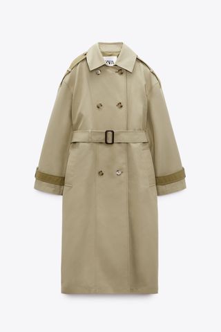 Zara + Oversized Contrast Trench Coat