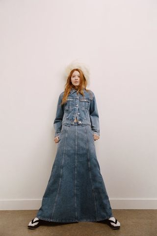 Zara + Long Denim Skirt