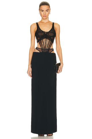 David Koma + Boning Over Layer Net Top Gown