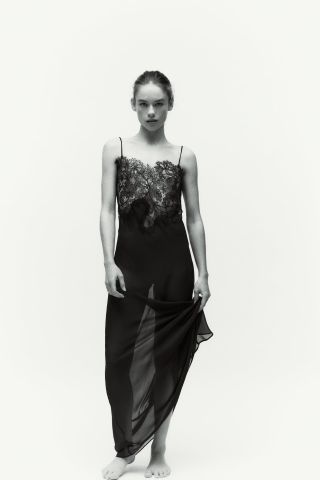 Zara + Lace Trim Strappy Dress