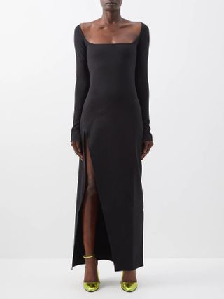 The Attico + Lawrence Side-Slit Cotton-Blend Jersey Dress