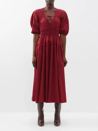 La Ligne + Structured Elasticated-Waist Cotton Midi Dress