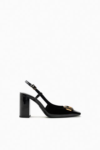 Zara + Embellished Block Heel Slingbacks