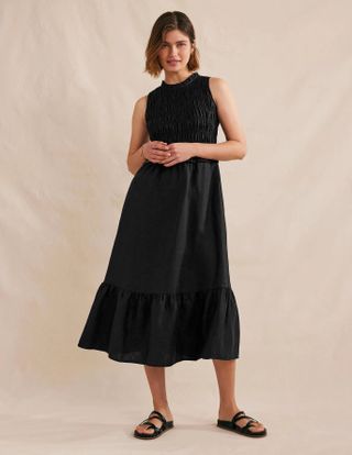 Boden + Smocked Linen Midi Dress