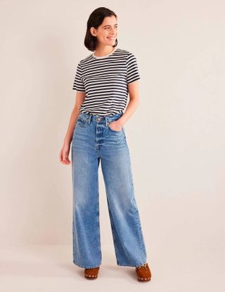Boden + Mid Rise Slouch Wide Leg Jeans