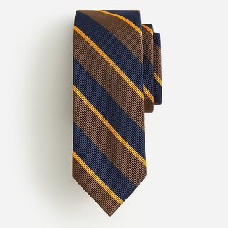 J.Crew + Silk-Cotton Tie in Stripe