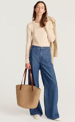 J.Crew + Woven Straw Market Tote