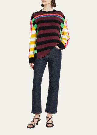 Christopher John Rogers + Stripe Brushed Wool Sweater