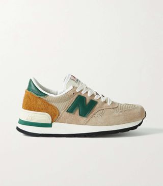 New Balance + M990v1 Leather-Trimmed Suede and Mesh Sneakers