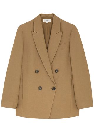 Vince + Double-Breasted Woven Blazer