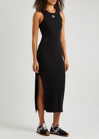 Loewe + Logo-Embroidered Stretch-Cotton Dress