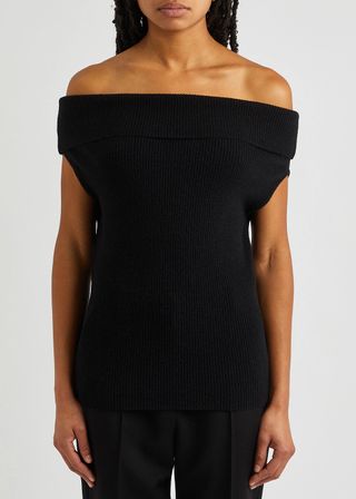 Toteme + Off-The-Shoulder Ribbed-Knit Top