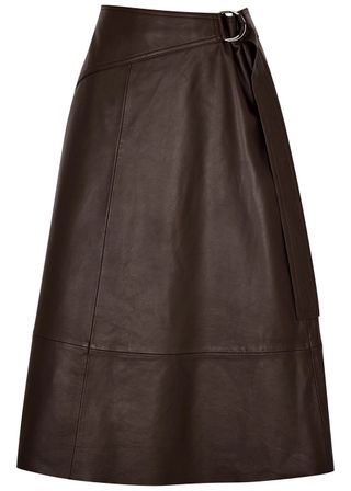 Yves Salomon + Leather Midi Skirt