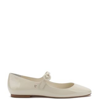 Larroude + Blair Ballet Flat in Ivory Patent Leather