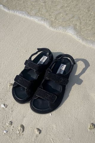 Chanel + Black Chanel Dad Sandals