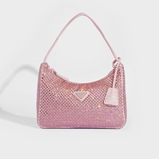 Prada + Hobo Re-Edition 2000 Nylon With Crystals in Pink