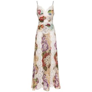 Dolce & Gabbana + Floral & Lace Chiffon Slip Dress