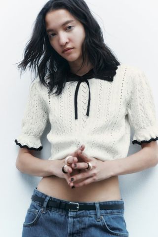 Zara + Peter Pan Collar Knit Sweater