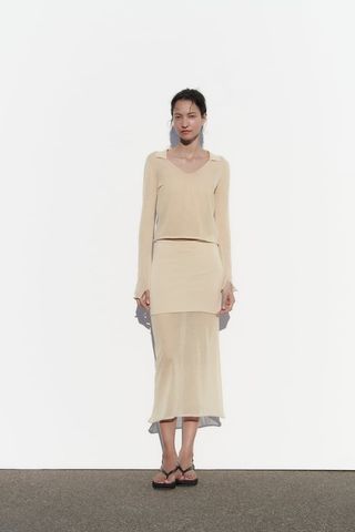 Zara + Combination Semi-Sheer Skirt