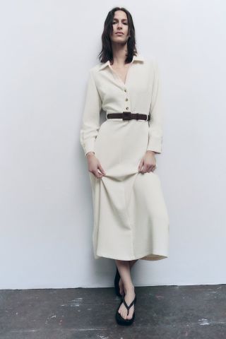 Zara + Belted Midi Dress
