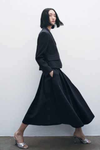 Zara + Wool Blend Balloon Skirt
