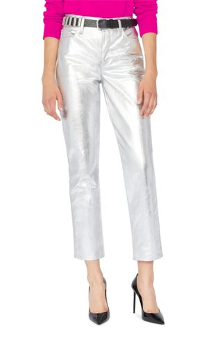 Frame + Le Sylvie Coated High Waist Straight Leg Jeans