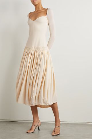 Khaite + Marsden Pleated Cotton-Blend Jersey Midi Dress