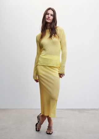 Mango + Semitransparent Knitted Skirt