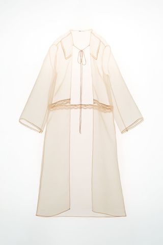 Zara + Lace Trim Organza Dressing Gown