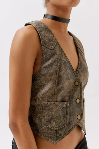 Urban Outfitters + UO Pamela Faux Leather Moto Vest