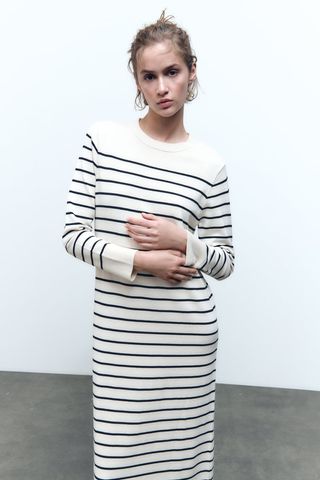 Zara + Long Knit Striped Dress