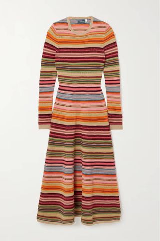 Polo Ralph Lauren + Striped Wool-Blend Midi Dress