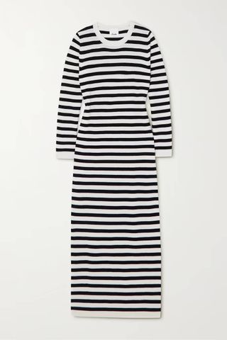 Allude + Striped Wool and Cashmere-Blend Midi Dress