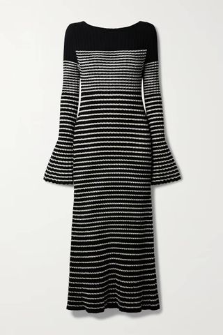 Proenza Schouler + Striped Ribbed-Knit Midi Dress