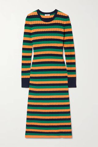 Jason Wu + Striped Pointelle-Knit Midi Dress