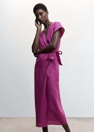 Mango + Bow Linen-Blend Dress